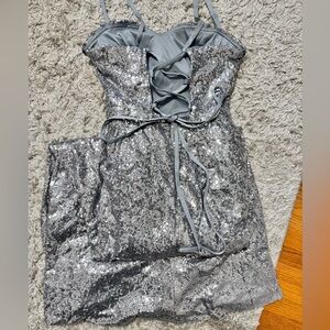 Silver prom dress